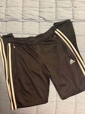 adidas Black Jogger Pants with White Side Stripes